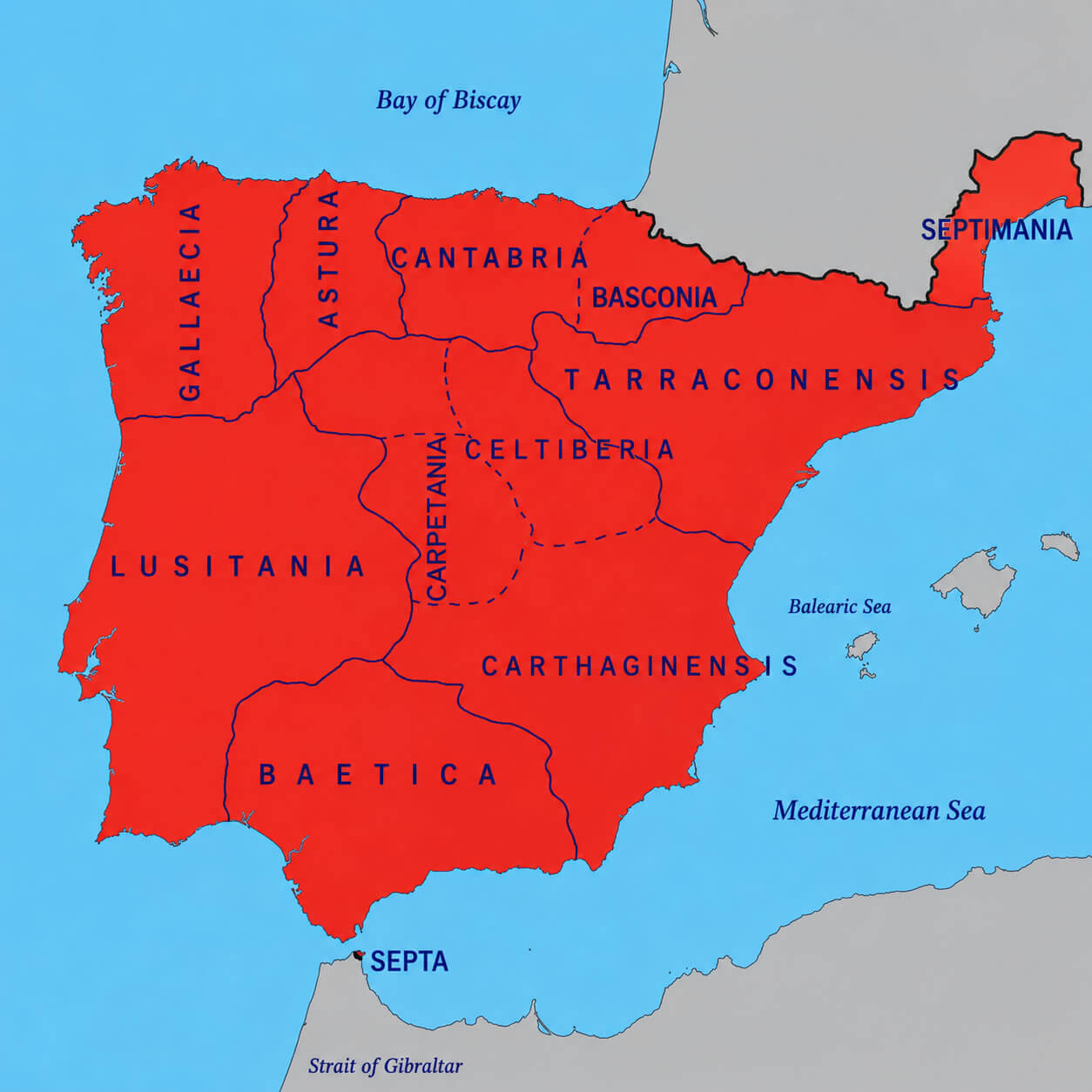 Visigothic Hispania regional divisions map