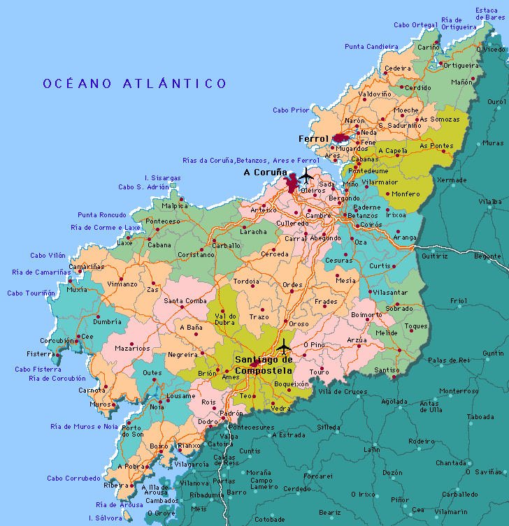 La Coruna province map