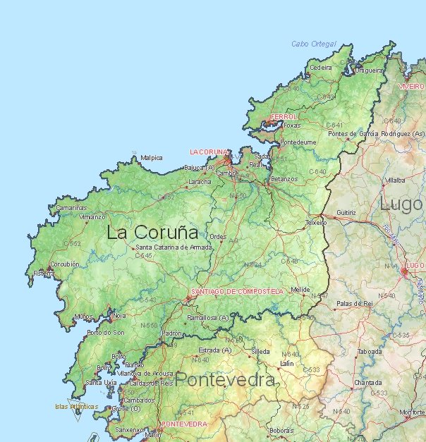 La Coruna Map Spain 