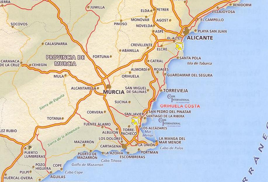Murcia highway map