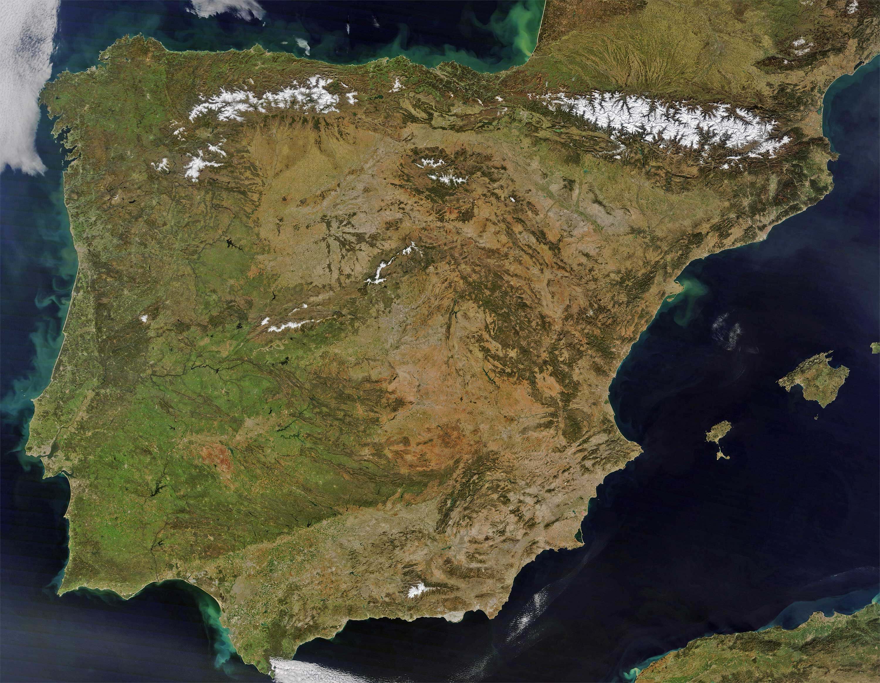 Spain earth satellite map