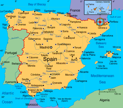 spain cities map