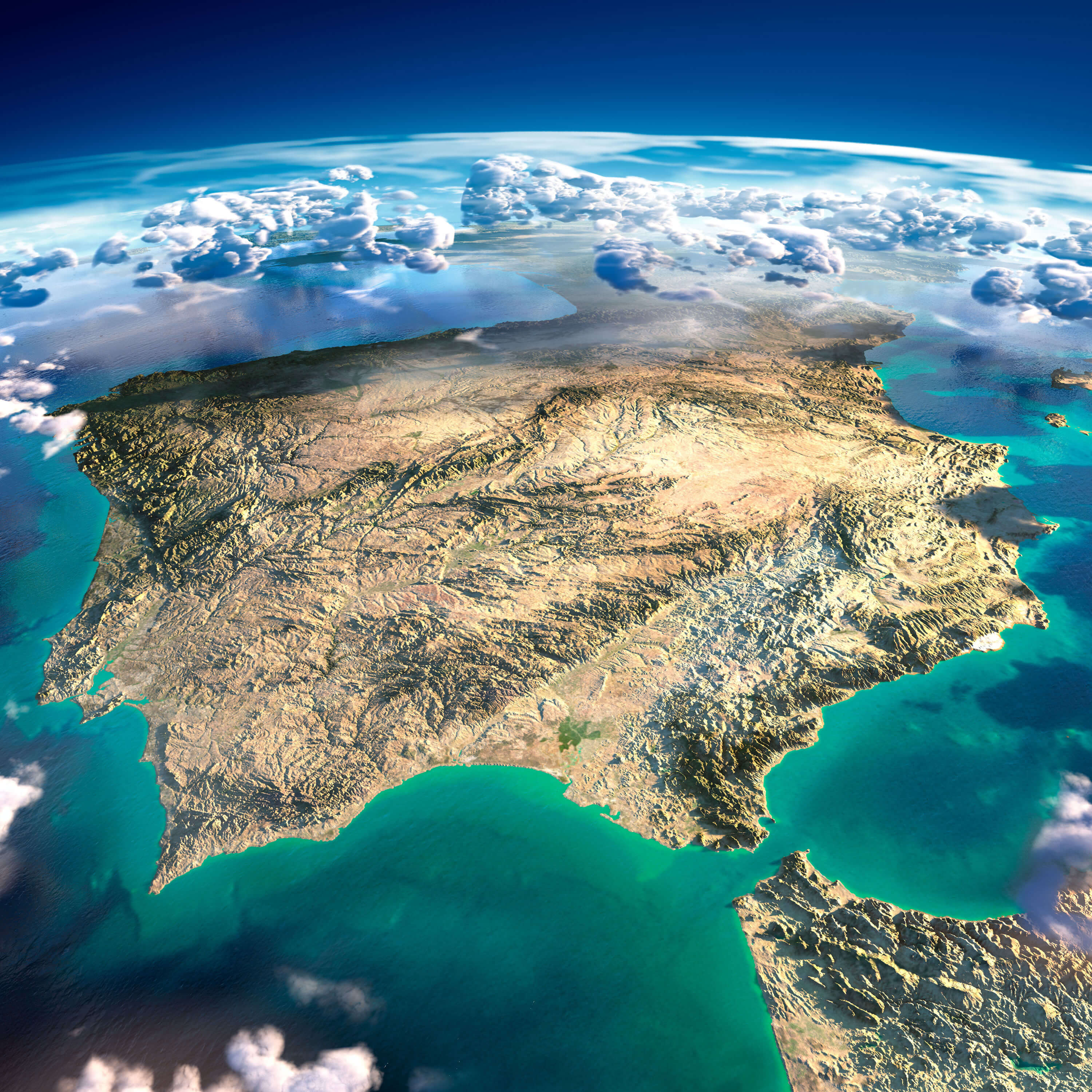 Spain & Europe Satellite Map