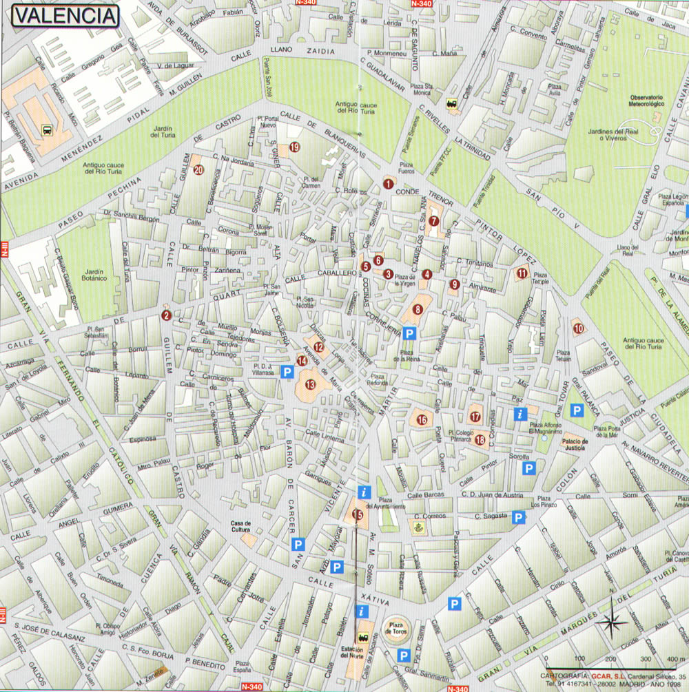 Valencia city center map