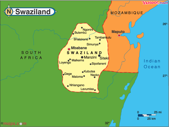 swaziland map south africa