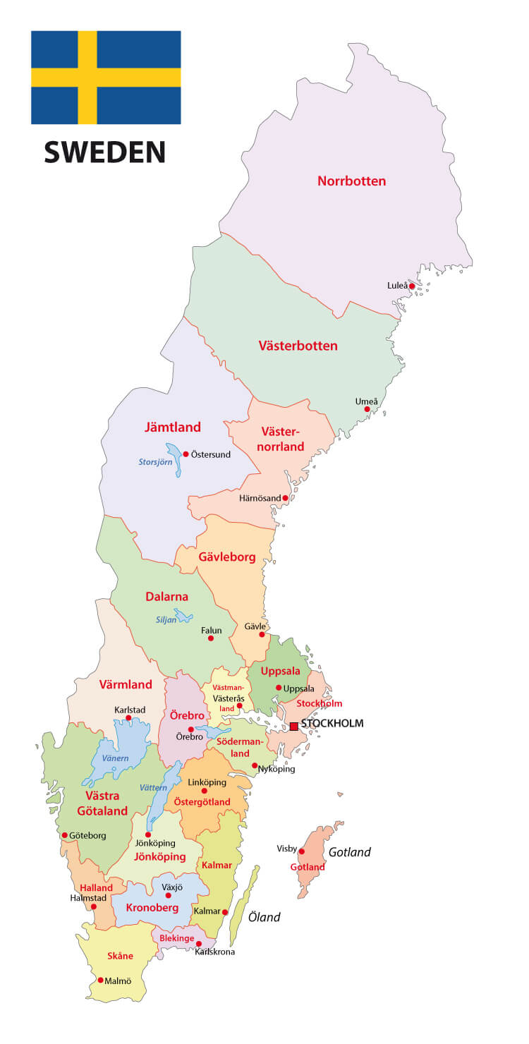 Sweden administrative Map