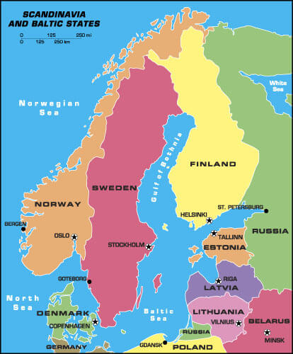 Sweden Map Scandinavia and Baltic States