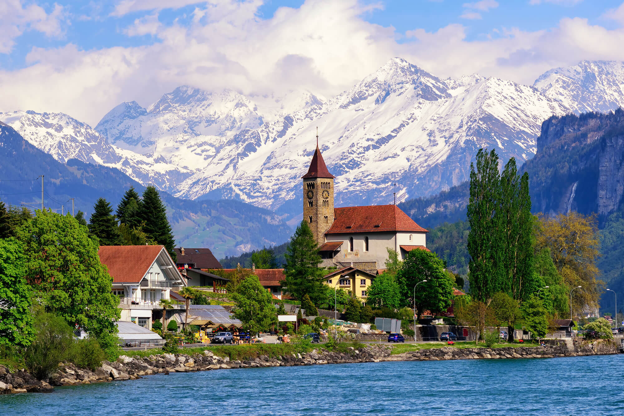 Brienz town on Lake Brienz Switzerland