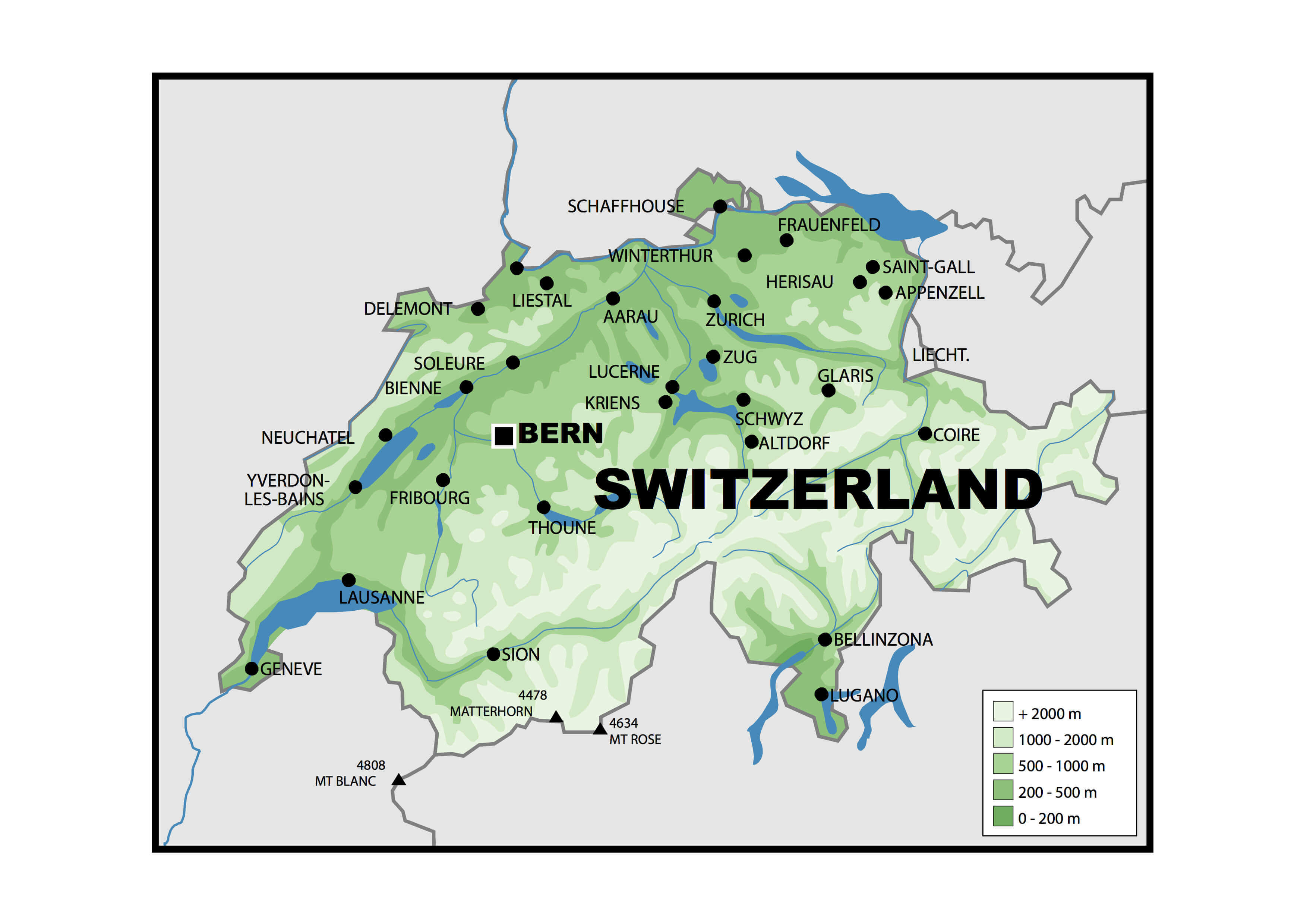 Switzerland Physical Map