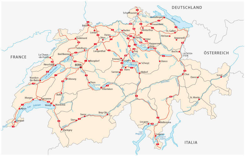 Switzerland Road Map