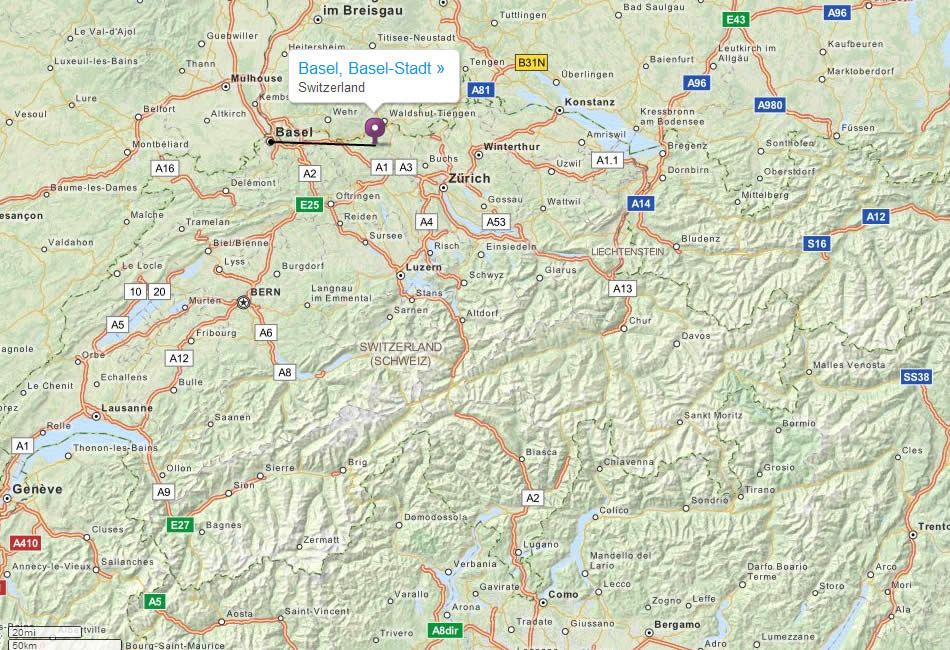 map of switzerland Basel