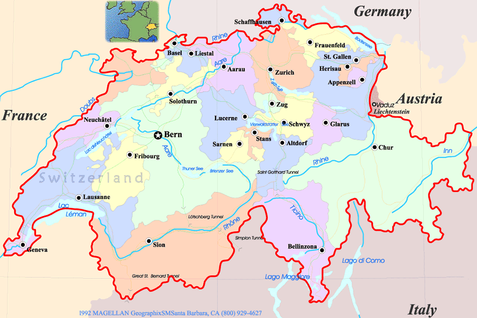 Bern On A Map Bern Map - Switzerland