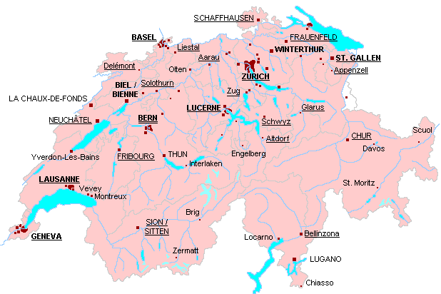 cities map of switzerland