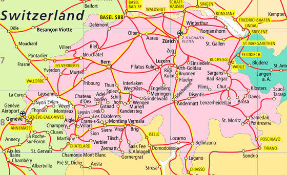 cities map switzerland