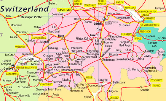 Cities Map Switzerland