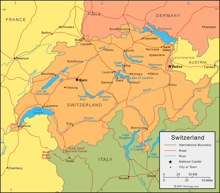 political map of switzerland