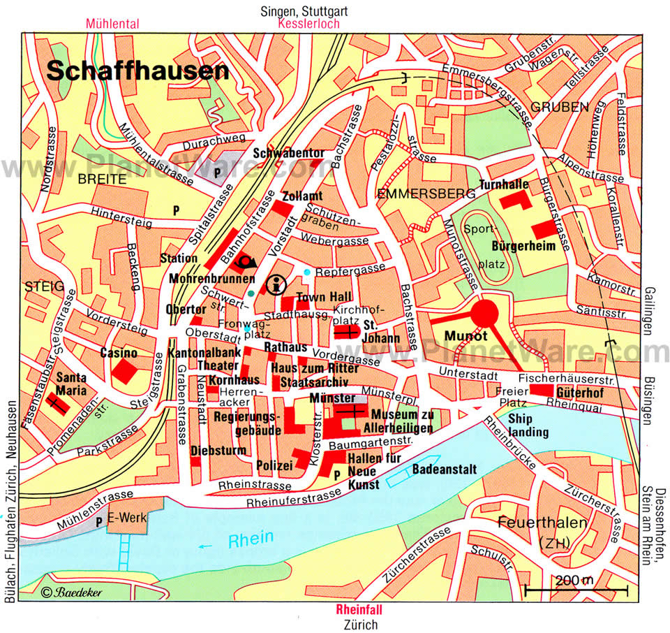 schaffhausen city center map