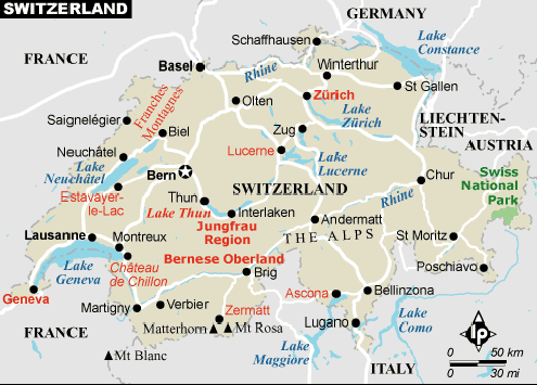 switzerland map borders