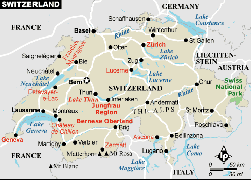 Switzerland Map borders