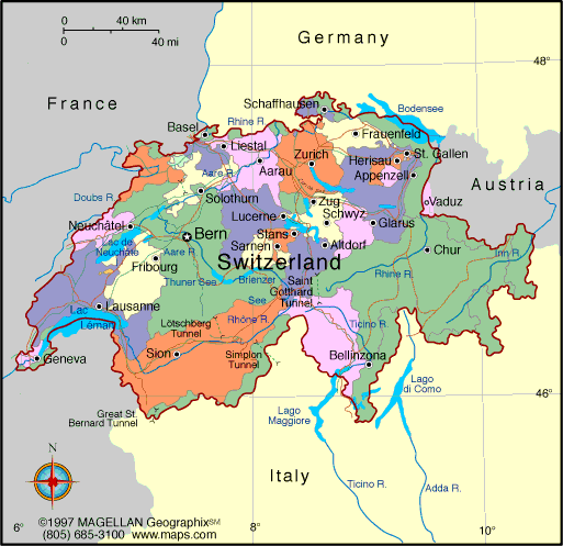 Switzerland Canton Map