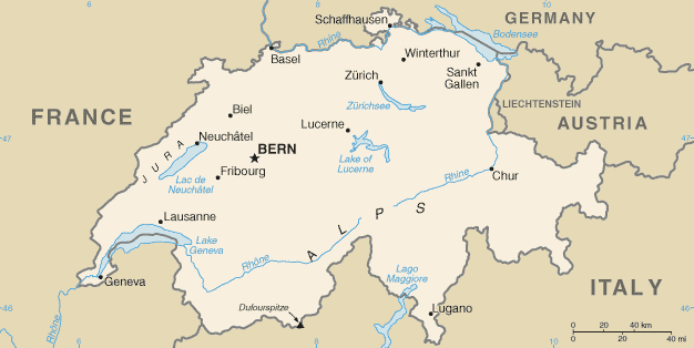 Switzerland Cities Map