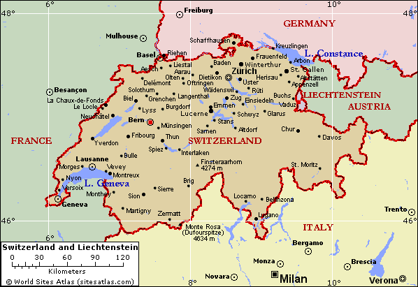 switzerland politcal map