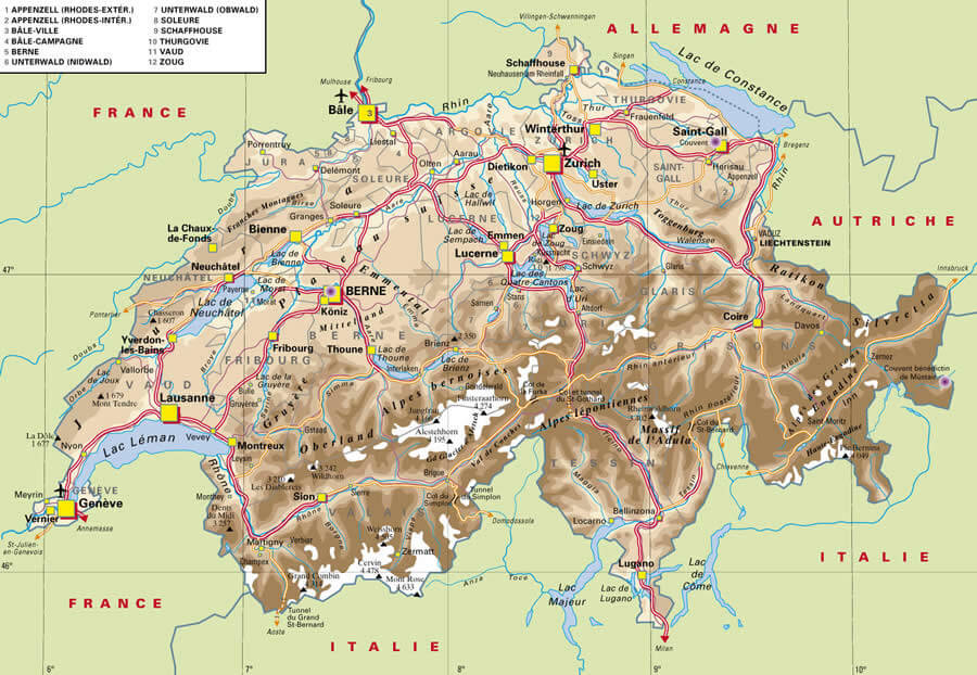 Switzerland Road Map