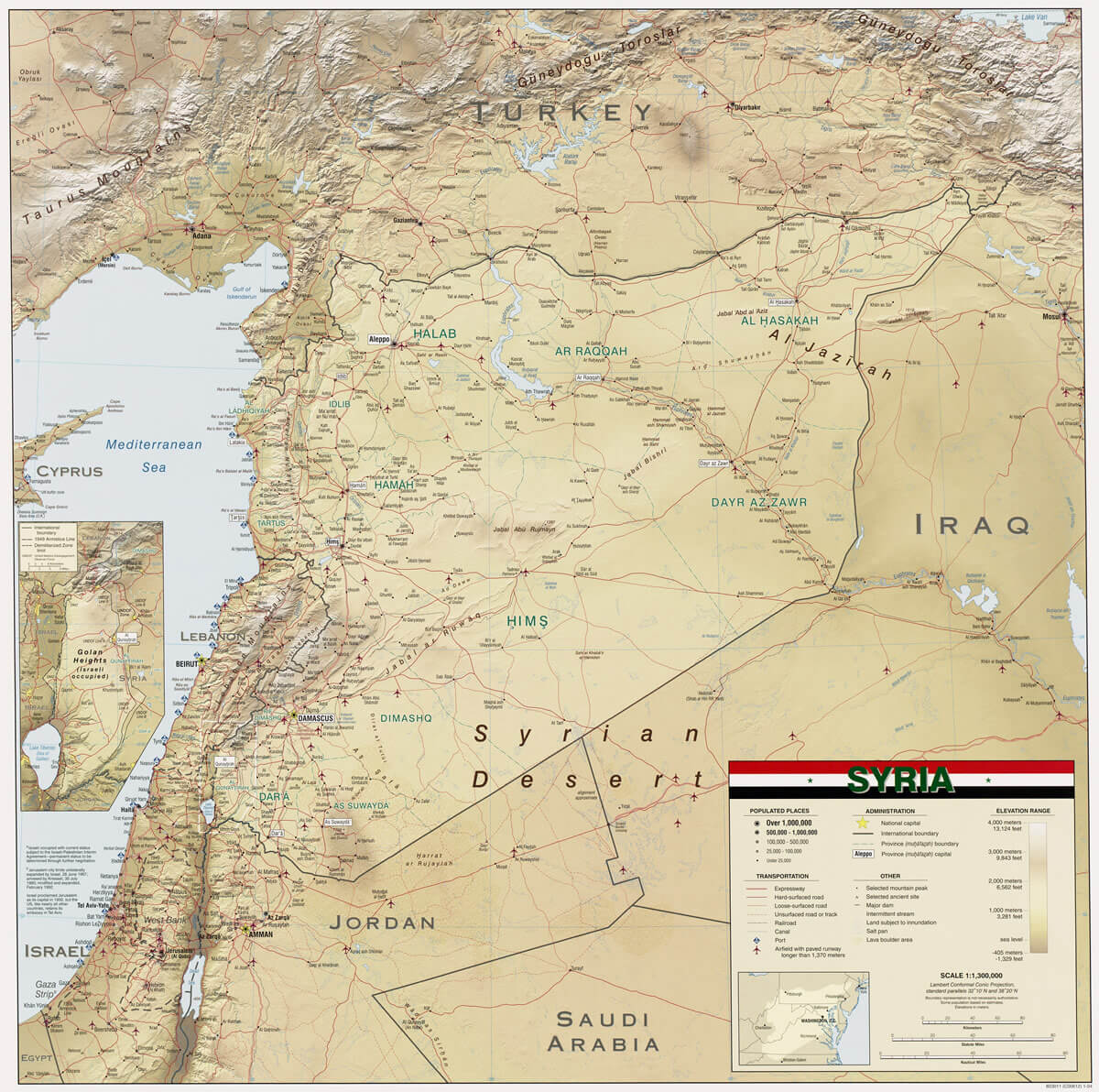 syria physical map