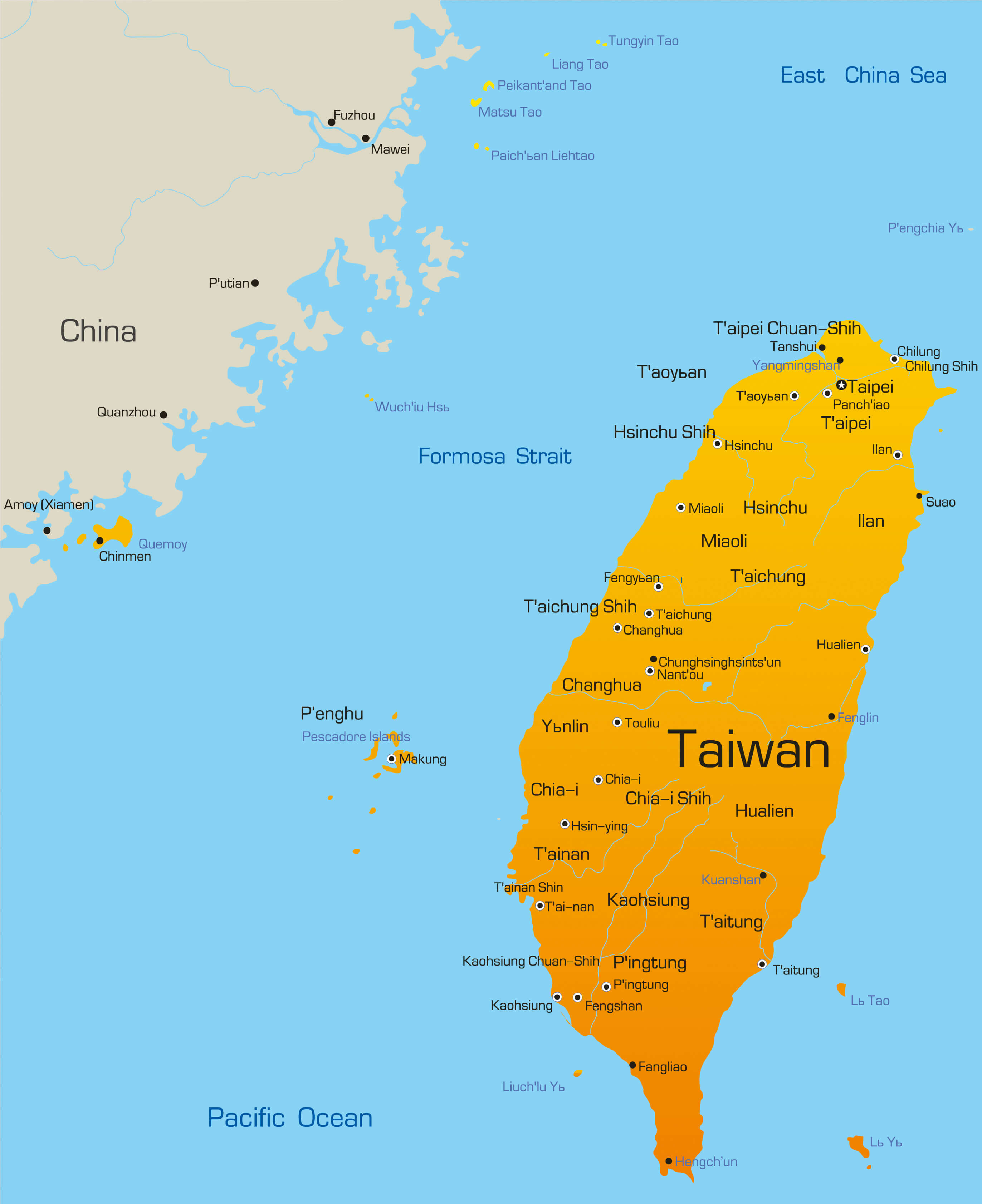 Taiwan Cities Map