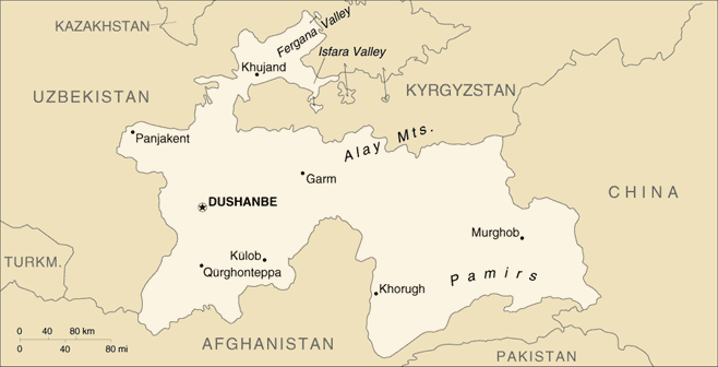 tajikistan map