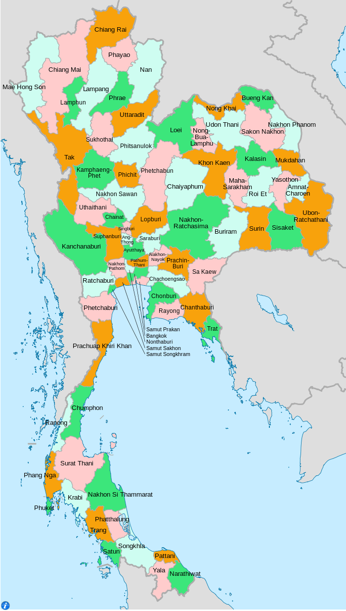 Administrative Divisions Map of Thailand