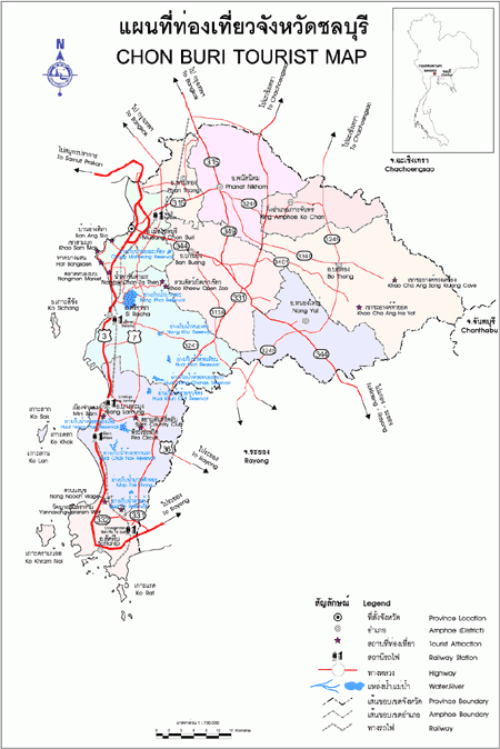 chonburi tourist map