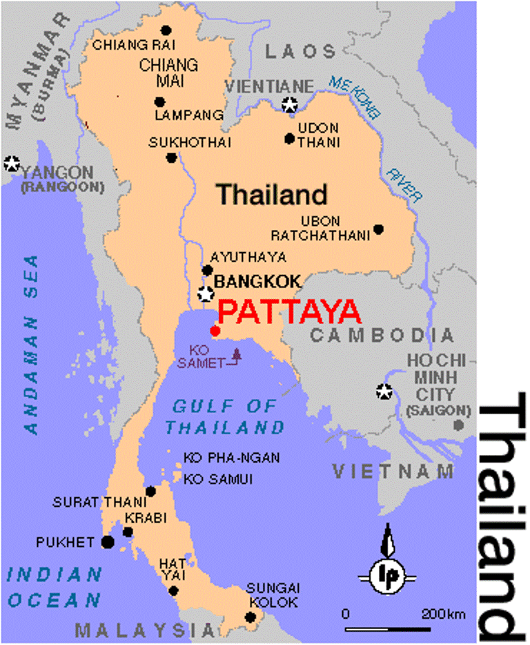 thailand Chonburi pattaya map