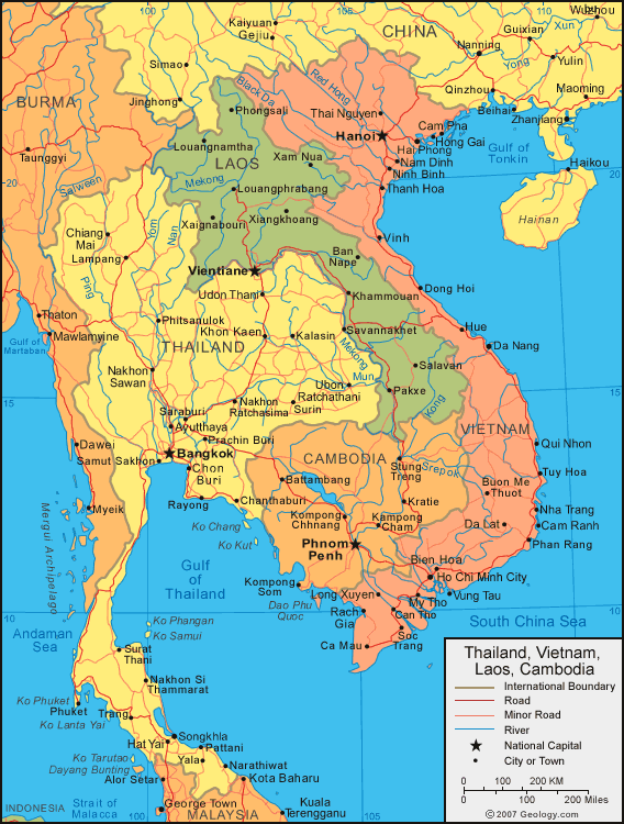 Cities Map of Thailand