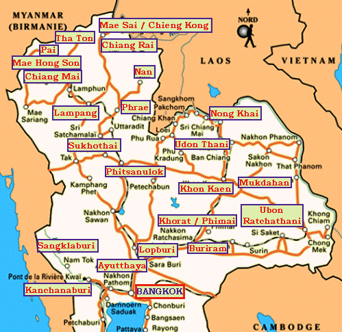 North Thailand Cities Map