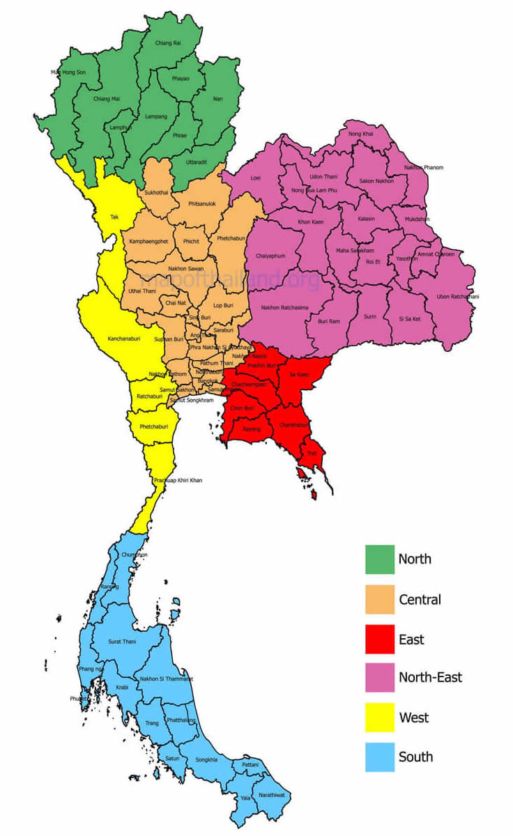 Provinces Map Thailand