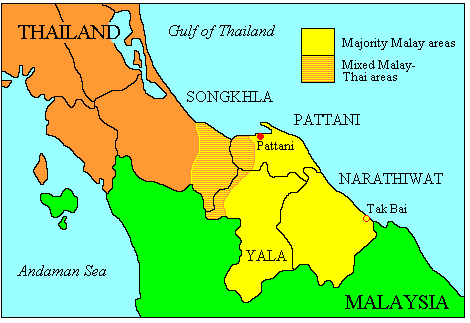 Southern Provinces Map of Thailand
