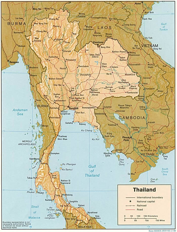 Thailand Physical Map