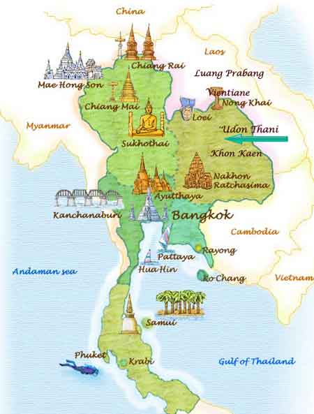 Udon Thani Map - Thailand