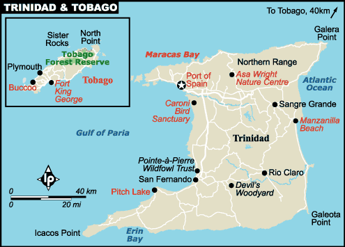 trinidad and tobago map