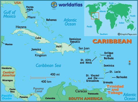 trinidad tobago map