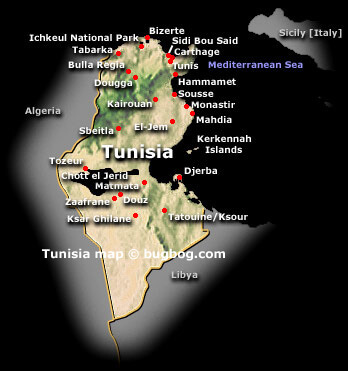 tunisia satellite map