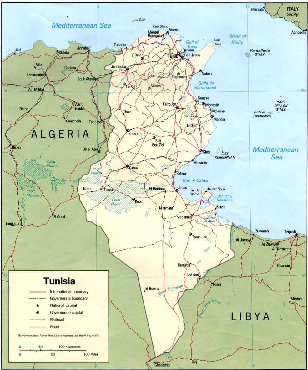 Tunisia Political Map