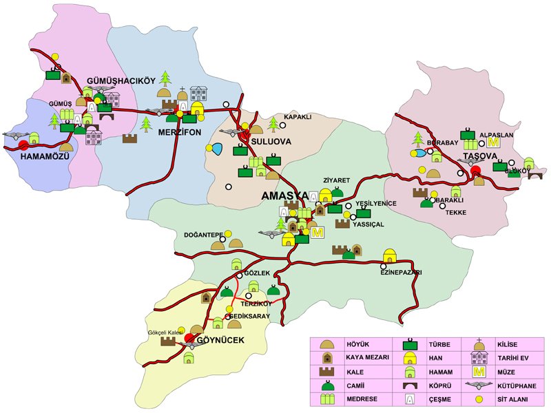 amasya touristic map