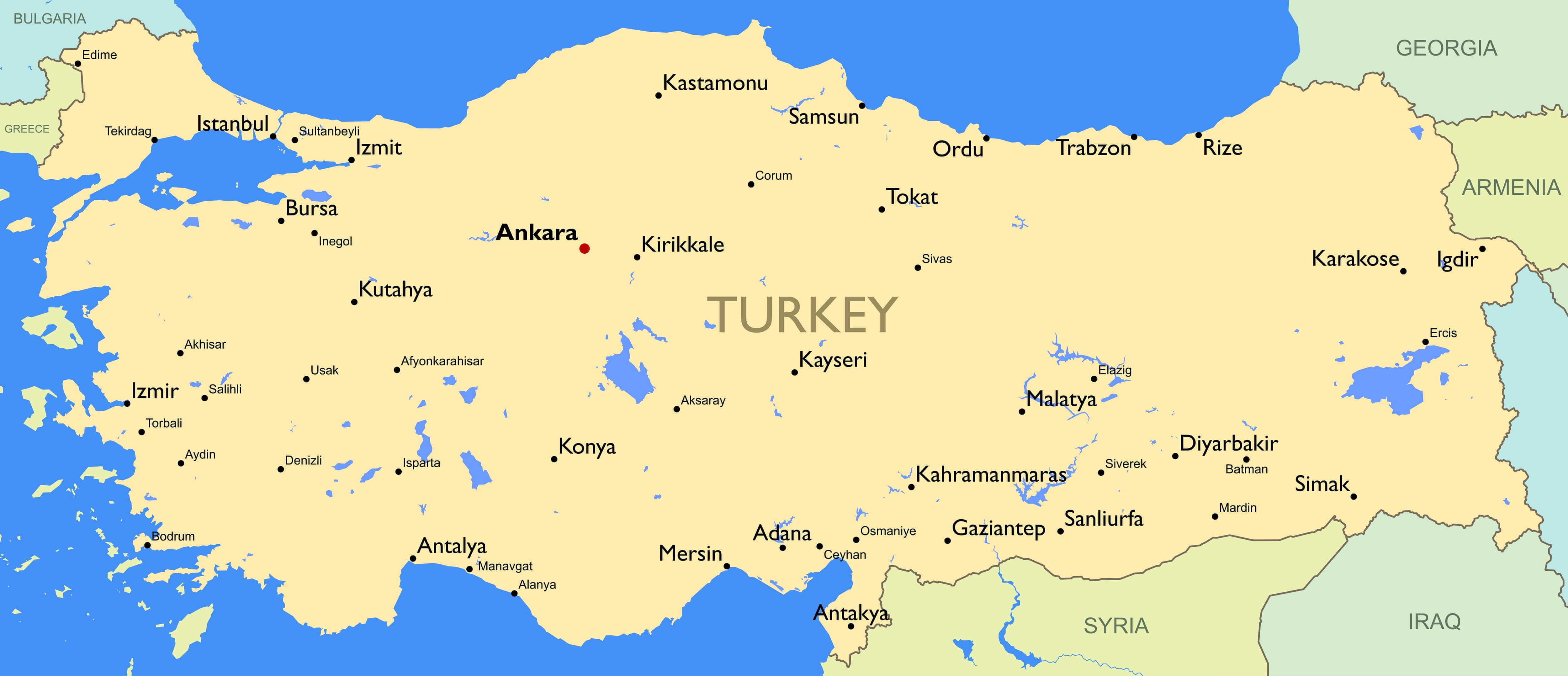 turkey main cities map