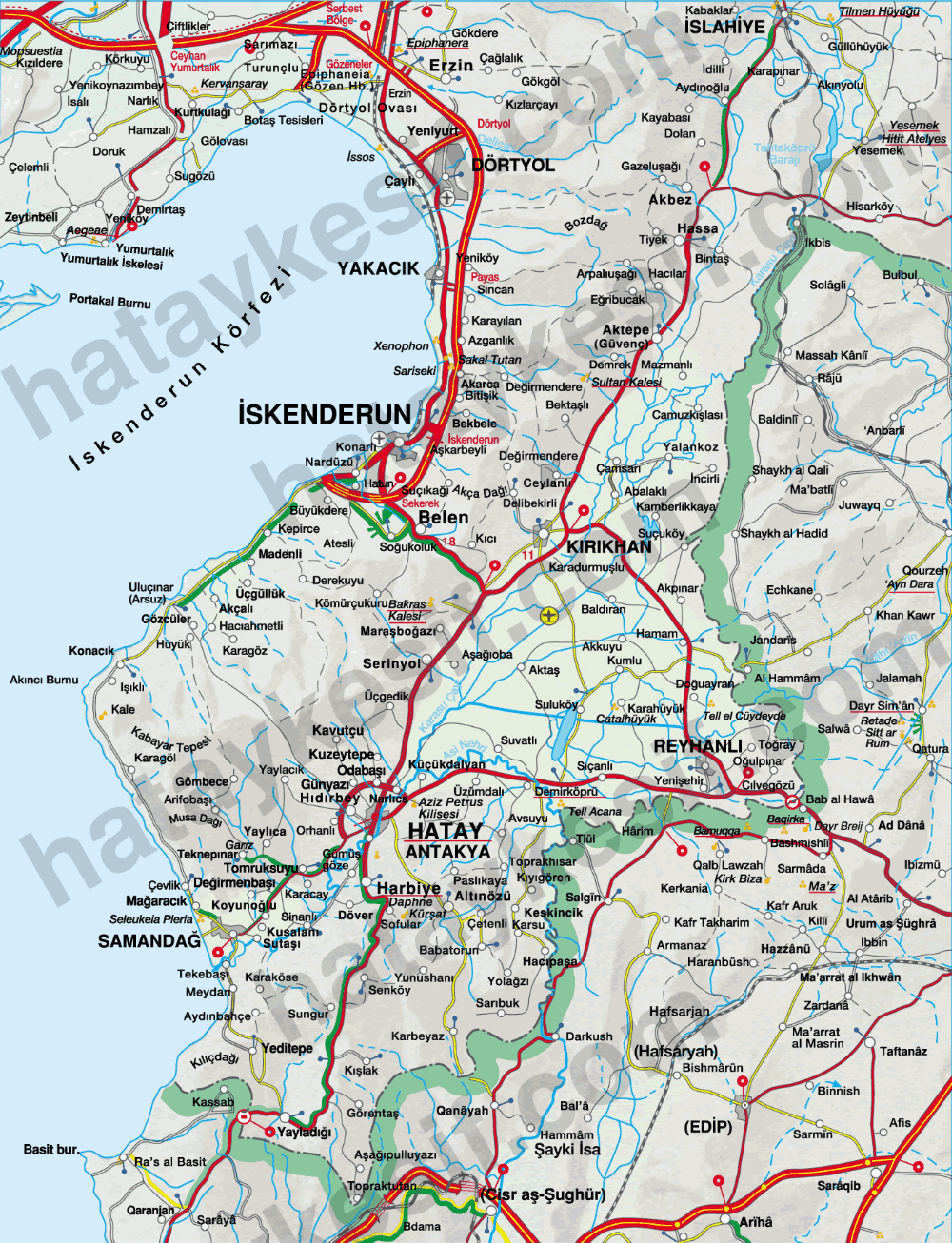 antakya highways map