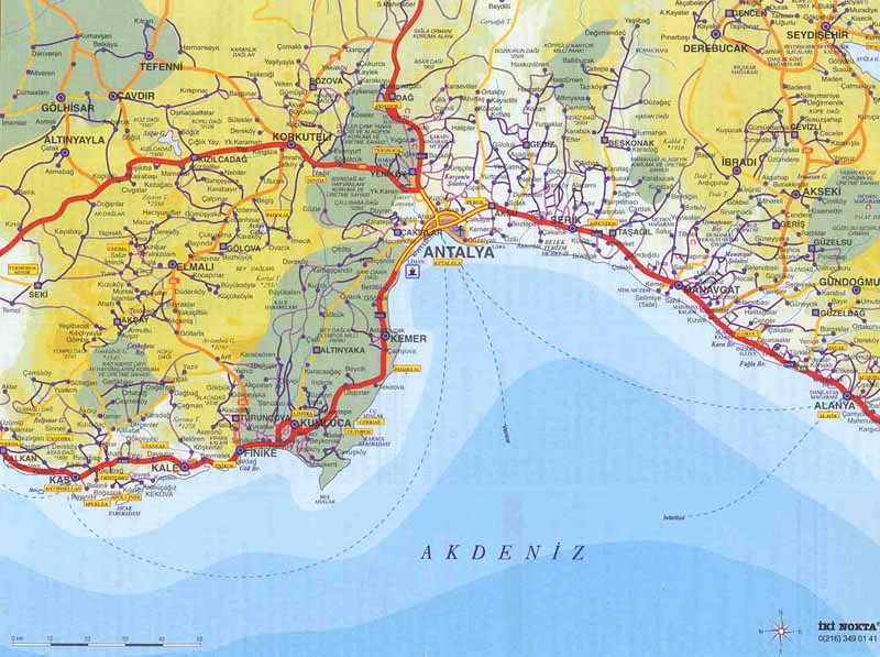 antalya highways map
