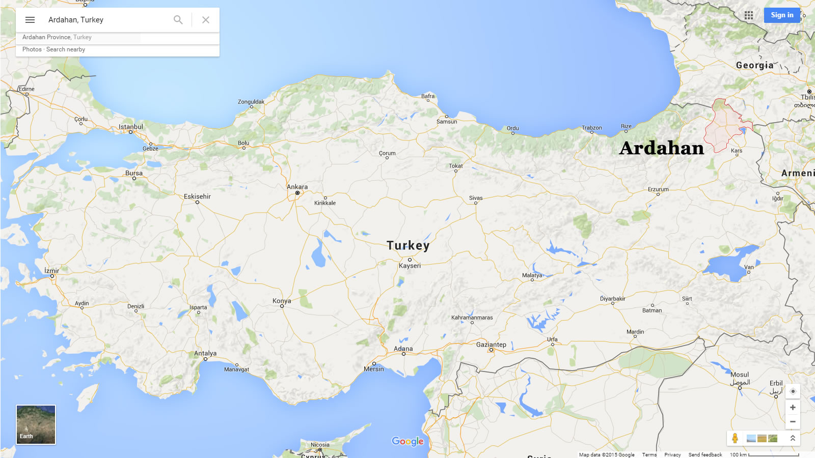 ardahan map turkey