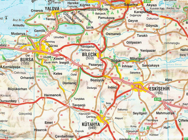 bilecik highways map