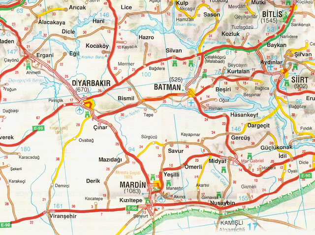 bitlis highways map